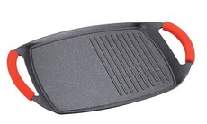 Royalty Line 47 cm Marble Coating Grill Plate with Griddle - Red and Black