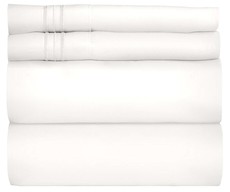 Wrinkle Resistant King /Super Sheet Set White 4 Piece Bedding