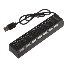 7 Ports USB 2.0 HUB - High Speed USB HUB - Black