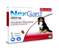 NexGard Chewable Tick & Flea Tablet for Dogs - 25.1 - 50kg (1 Tablet)