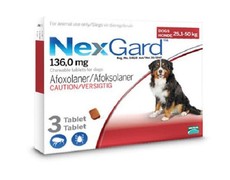 NexGard Chewable Tick & Flea Tablet For Dogs - 25.1 - 50kg (3 Tablets)