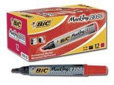 BIC 2300 Permanent Marker Chisel Point - Red (Box of 12)