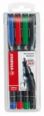 Stabilo OHP Permanent Medium Nib Markers - Wallet of 4