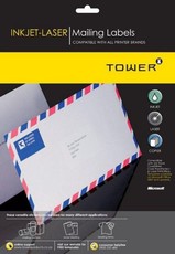 Tower W100 Mailing Inkjet-Laser Labels - Pack of 25 Sheets