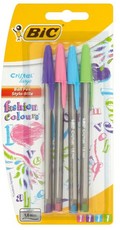 BIC Cristal Large Ballpoint Pens - Fashion Colours (Blister of 4)