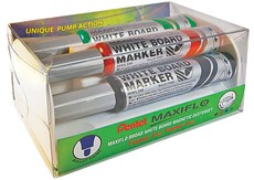 Pentel Maxiflo 6.0mm Bullet Tip Whiteboard Marker Magnetic Duster Set