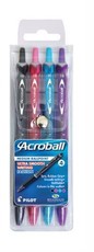 Pilot Acroball Medium Ballpoint Pens - Wallet of 4 Fashion Colours