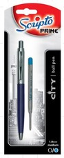 Scripto Prime "City" Blue Barrel Ballpoint Pen