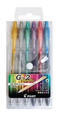 Pilot G2 0.7mm Metallic Gel Pens - Wallet of 6 Colours