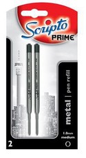 Scripto Prime Metal Refill Medium Black Ink (Blister of 2)