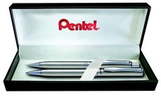 Pentel BA811 Sterling Ballpoint Pen & Pencil Gift Set - Silver Barrel