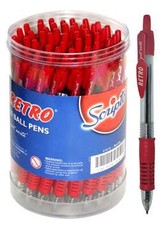 Scripto Retro Retractable Ballpoint Pen - Red Ink Medium (Tub of 50)