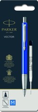 Parker: Vector Blue Barrel Ballpoint Pen Medium Nib - Blue Ink Hangsell + Free Black Refill