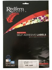 Redfern 45UP 39.2mm x 29.88mm A4 Self Adhesive Labels - 25 Sheets