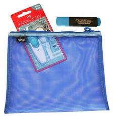 Bantex Blue A5 Mesh Bag with Correction Tape & Highlighter