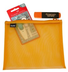 Bantex Orange A5 Mesh Bag with Correction Tape & Highlighter