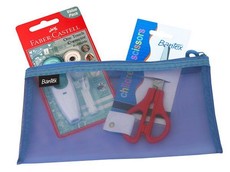 Bantex Blue DL Mesh Bag with Scissor and Correction Tape