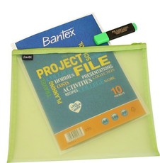 Bantex Green A4 Mesh Bag with Project File & Highlighter