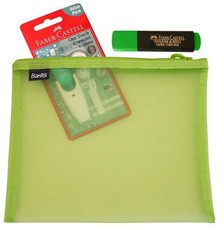 Bantex Green A5 Mesh Bag with Correction Tape & Highlighter