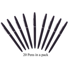 20 Slimline Pens in a Pack. with Black German Ink - Black