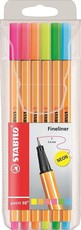 Stabilo Point 88 Fineliner Assorted Neon Colours - Wallet of 6