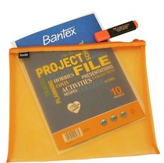 Bantex Orange A4 Mesh Bag with Project File & Highlighter