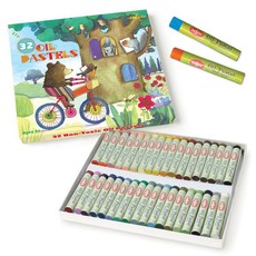 eeBoo Creative Oil Pastel Set - Bear on a Bicycle (32 Pastels)