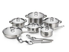 15-Piece Satin Finish Stainless Steel Induction Ready Cookware Set