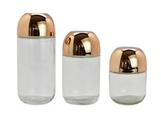 Continental Homeware 3 pcs 400/600/800ml Glass Jar with Rose Gold Lid