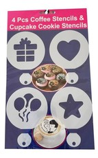 Coffee & Cupcake Stencil - Present/Balloon/Star/Heart (4 Piece)