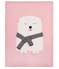 Knitted Baby Blanket Bear - Pink