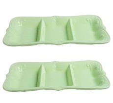 Serving Plate Ceramic 3 Divisions 28cm - Set of 2 (Green)