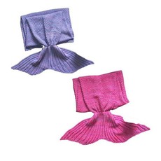 Mermaid Blanket Large Set of 2 Pink & Purple