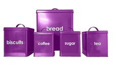 5Pcs Kitchen Storage(Bread, Biscuits, Coffee, Sugar & Tea) Set - Purple