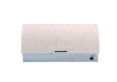 Cream Marble Finish Bread Bin (Brown Dots & Metal Base)