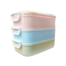 3 Tier Square Steel Plastic Lunch Box