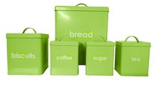 5Pcs Kitchen Storage(Bread, Biscuits, Coffee, Sugar & Tea) Set - Lime Green