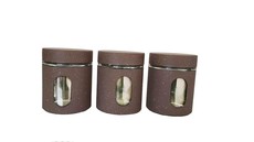 Continental Homeware 3 Piece Storage Canister Set with Viewing Window - Brown