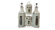 Continental Homeware 4 Piece Oil, Vinegar, Salt & Pepper Spice Set - Beige