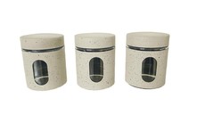 Continental Homeware 3 Piece Storage Canister Set with Viewing Window - Beige