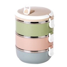 Portable Thermal Insulated Stainless Steel Triple Layer Lunch Box