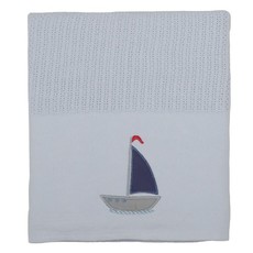 Babes & Kids Boys Sail Away Cellular Cotton Baby Blanket (90 x 120cm)