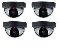 Fake Dummy Dome Security Camera with Flashing Red Light (Pack of 4)