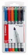 Stabilo OHP Water Soluble Medium Nib Markers - Wallet of 6