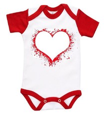 The Funky Shop - White/Red Baby Grow - Grunge Heart