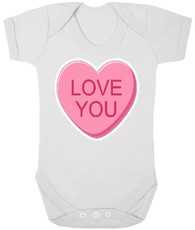 The Funky Shop - White Baby Grow - Pink Love You Sweet