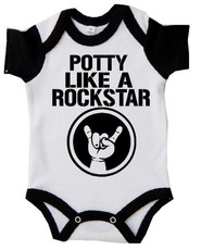 Potty Like A Rockstar - Black/White Baby Grow