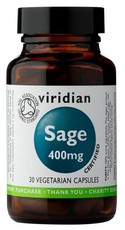 Viridian Organic Sage 400mg Vegetarian Capsules (90)