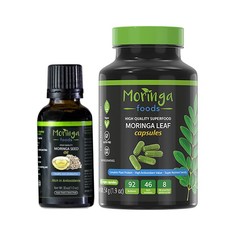 Moringa Leaf Powder Capsules and Moringa Seed Oil - Combo