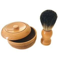 Beech Wood Shaving Bowl & Black Badger Hair Shaving Brush